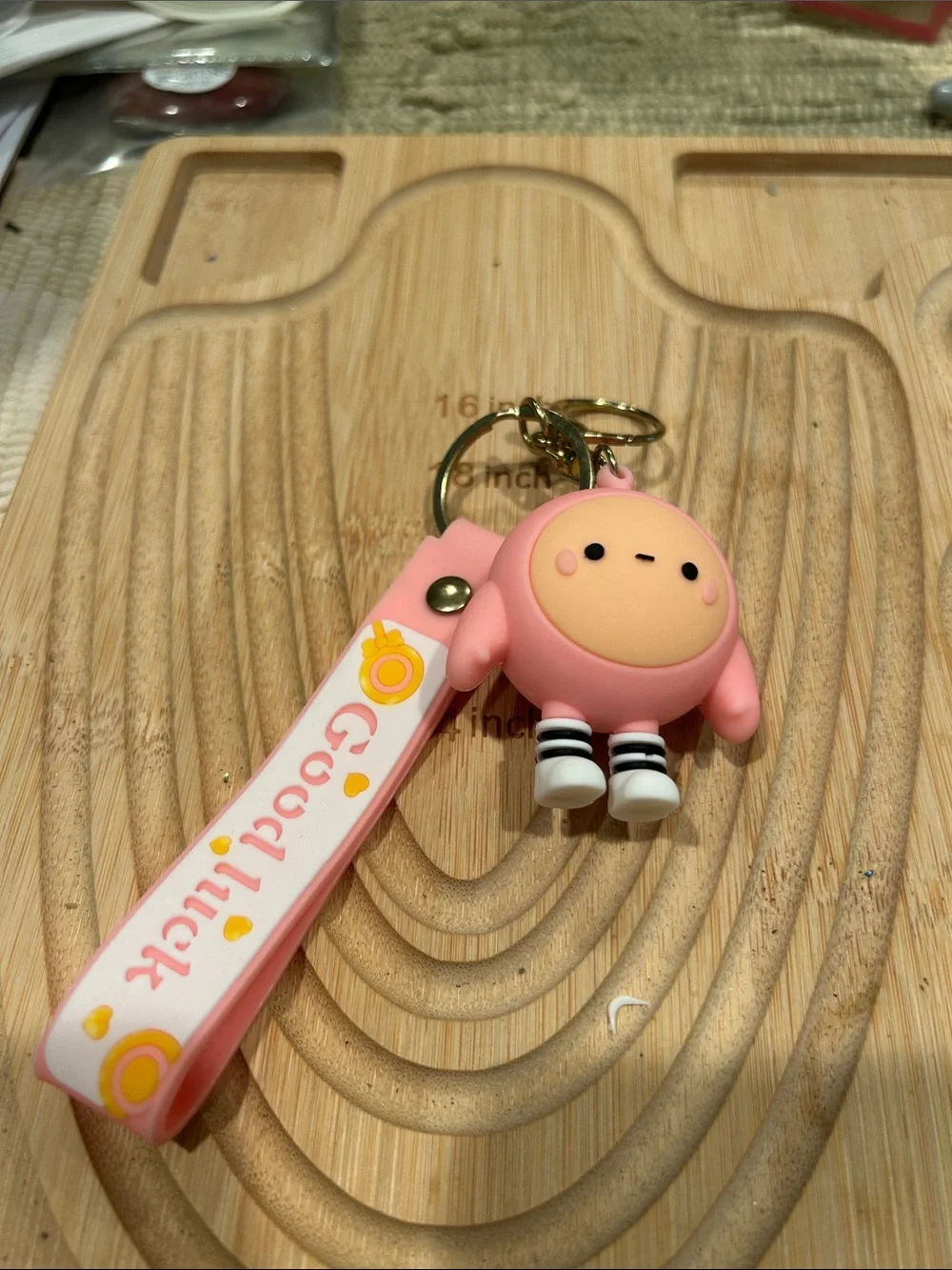 Cute Pink Kids Keychain with Strap - Goodluck Charm